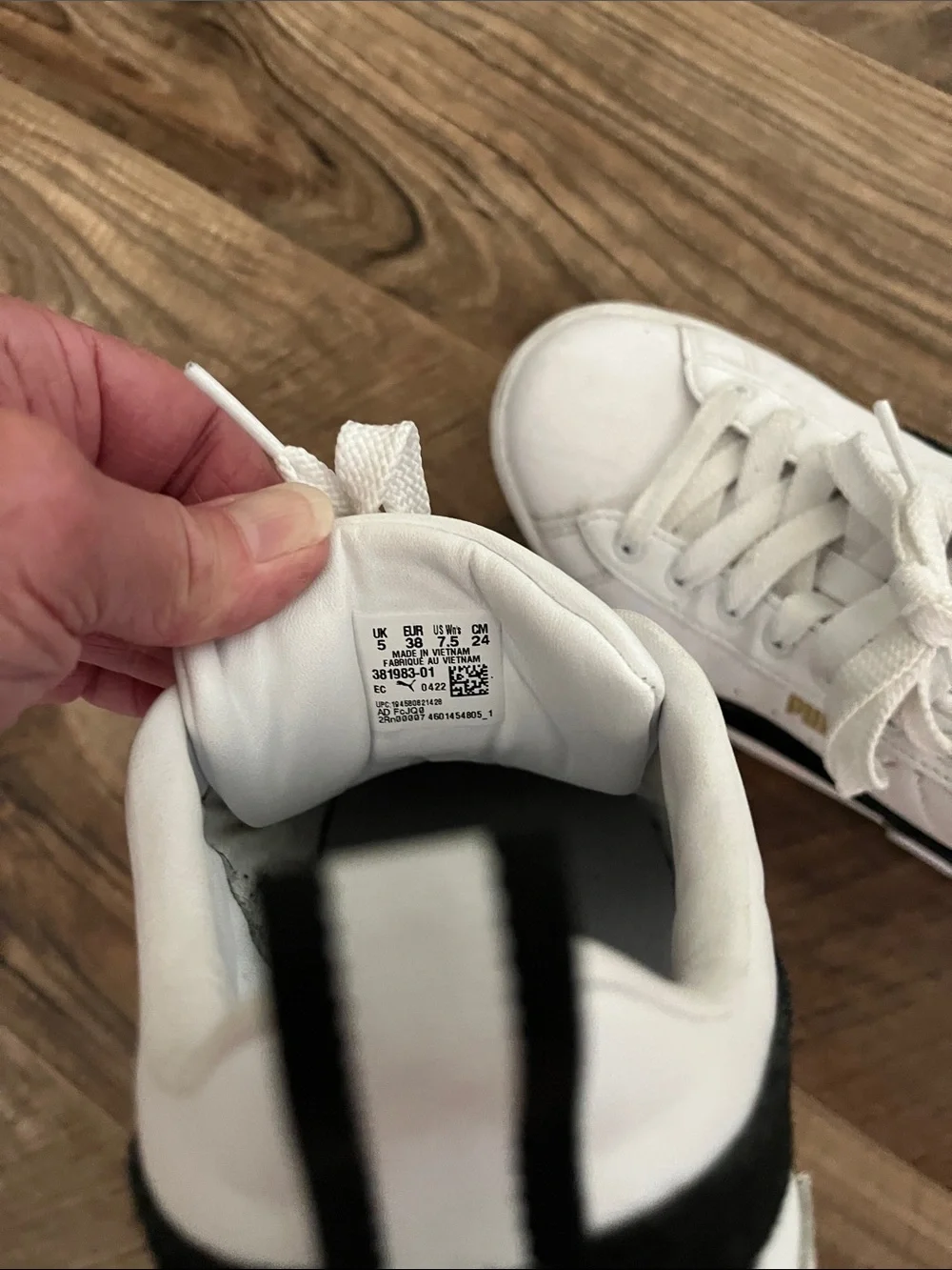 Puma Mayze White and Black Platform Sneakers 7.5
